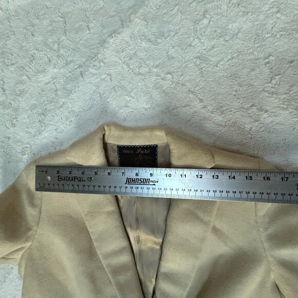 Vintage Martin's Womens Large Blazer Coat Jacket Pure Cashmere 3/4 Sleeve Beige - Picture 4 of 9